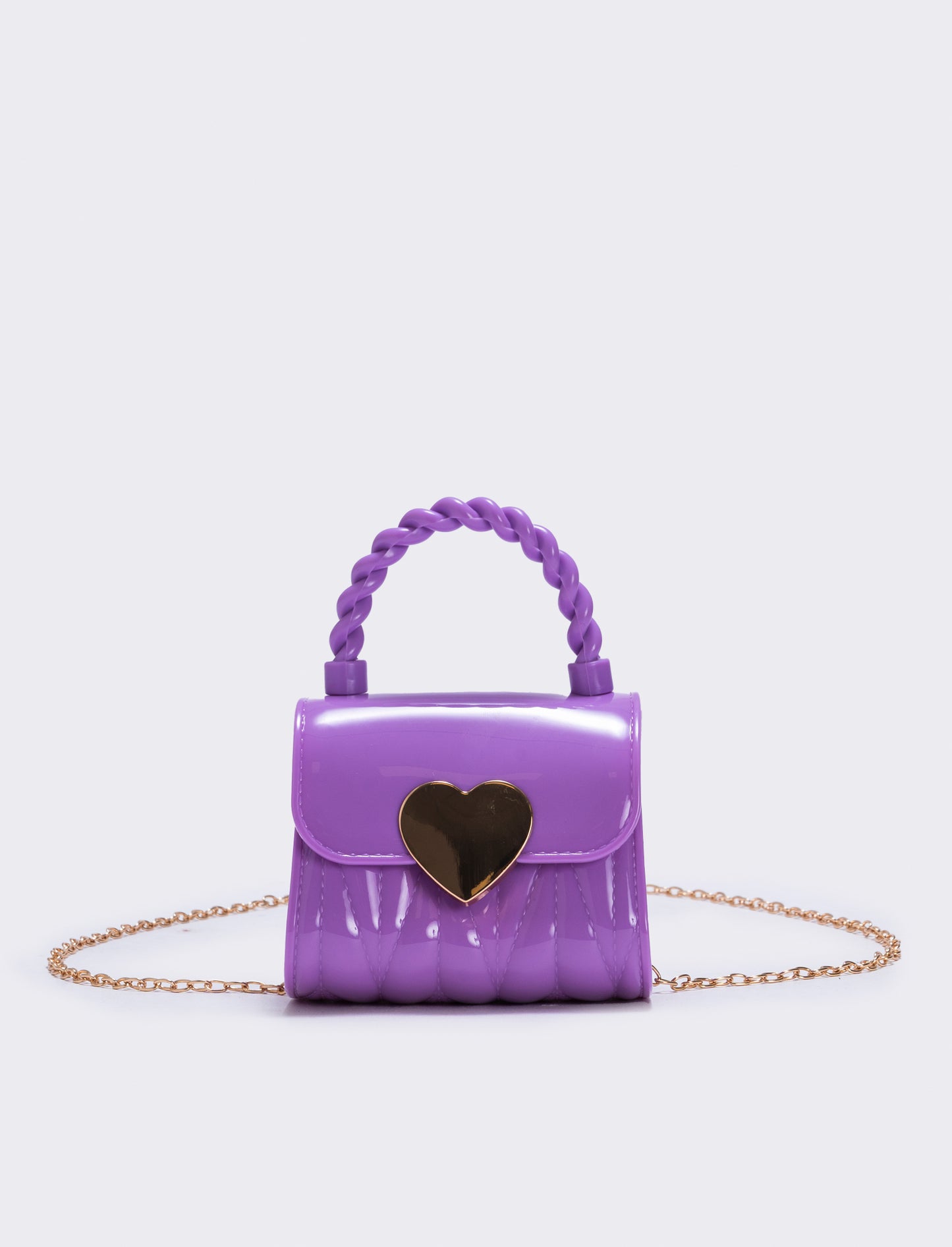 Heart-shaped handbag with elegant shoulder strap - Purple