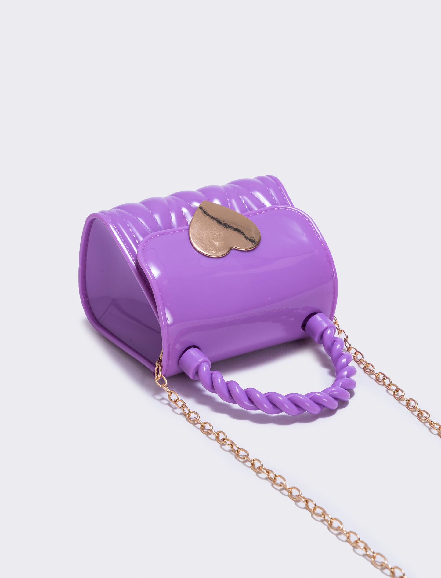 Heart-shaped handbag with elegant shoulder strap - Purple