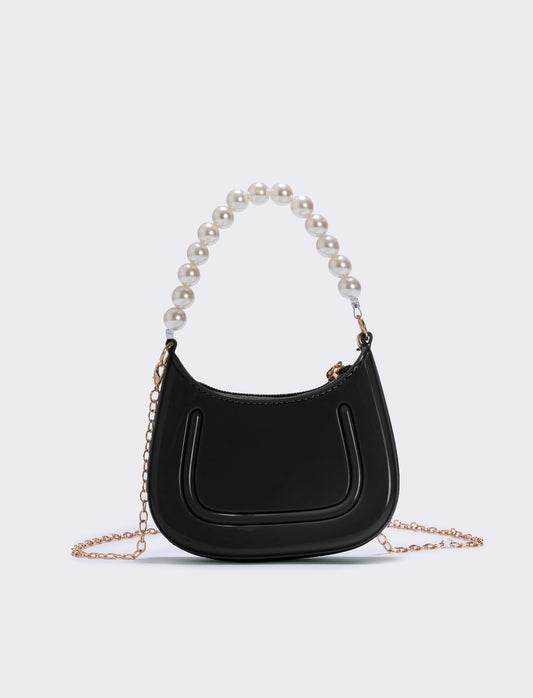 Borsa con manico e perle eleganti - Nero