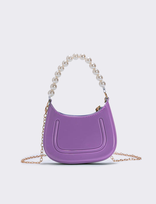 Borsa con manico e perle eleganti - Lilla