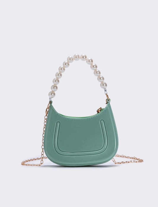 Borsa con manico e perle eleganti - Verde