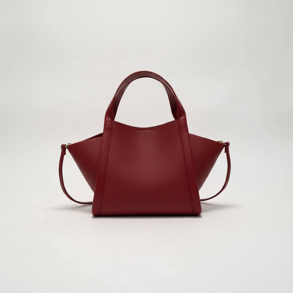 Borsa donna a mano con fianco sporgente e tracolla - Rosso
