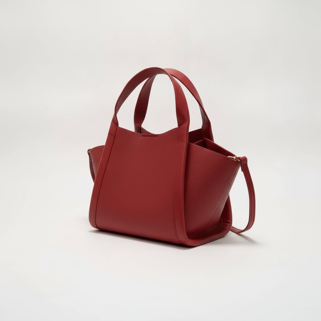 Borsa donna a mano con fianco sporgente e tracolla - Rosso