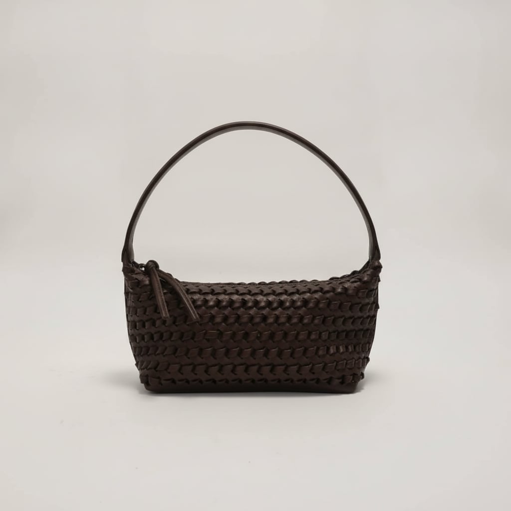 Borsa donna a spalla intreccio effetto pelle - Moro