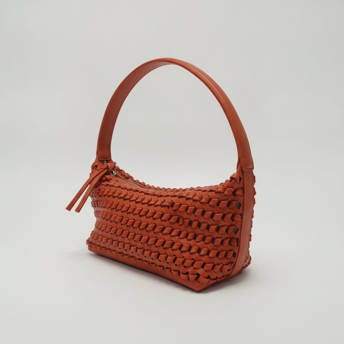 Borsa donna a spalla intreccio effetto pelle - Arancio
