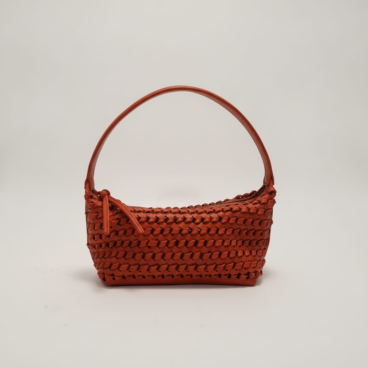 Borsa donna a spalla intreccio effetto pelle - Arancio