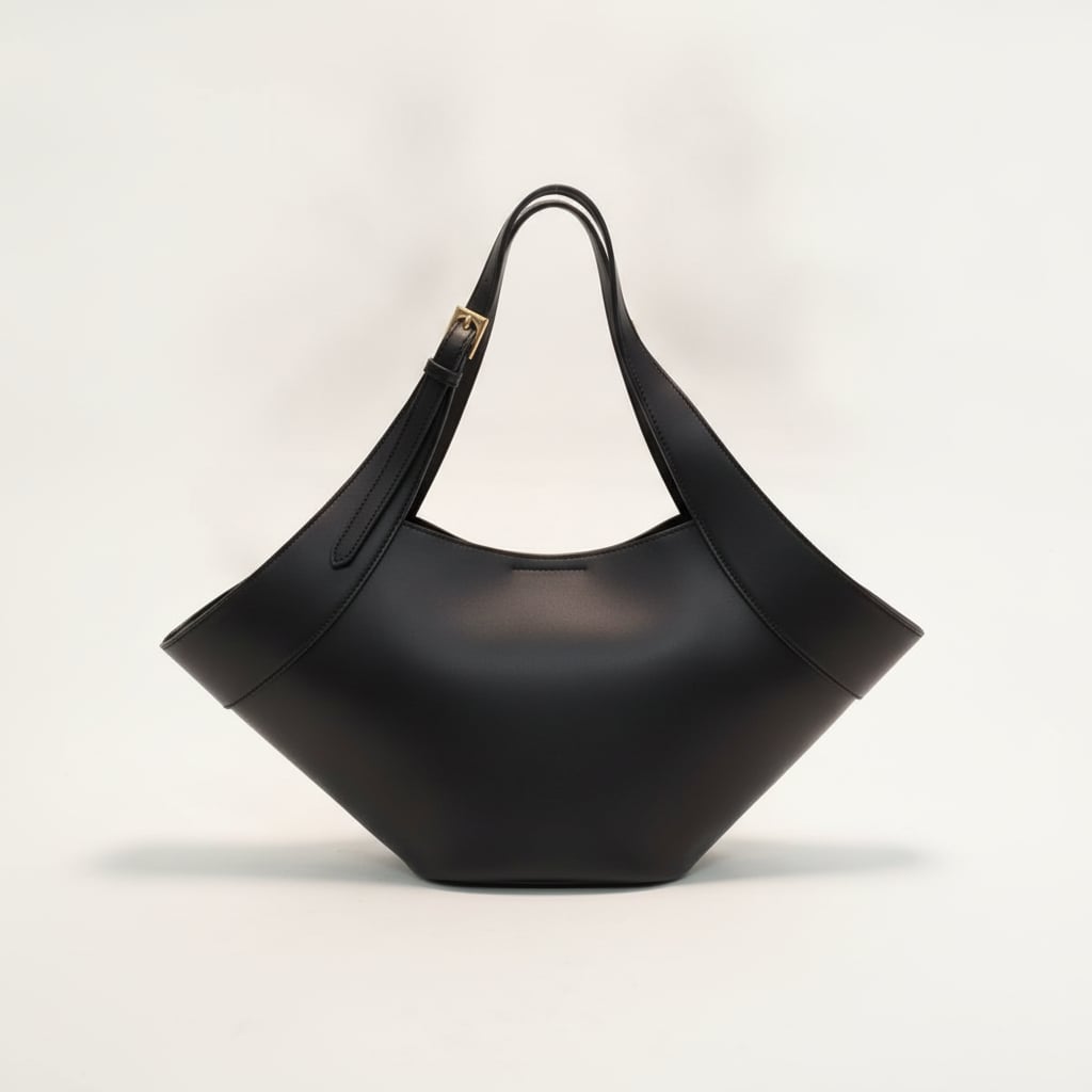 Borsa donna a spalla trapezio grande - Nero