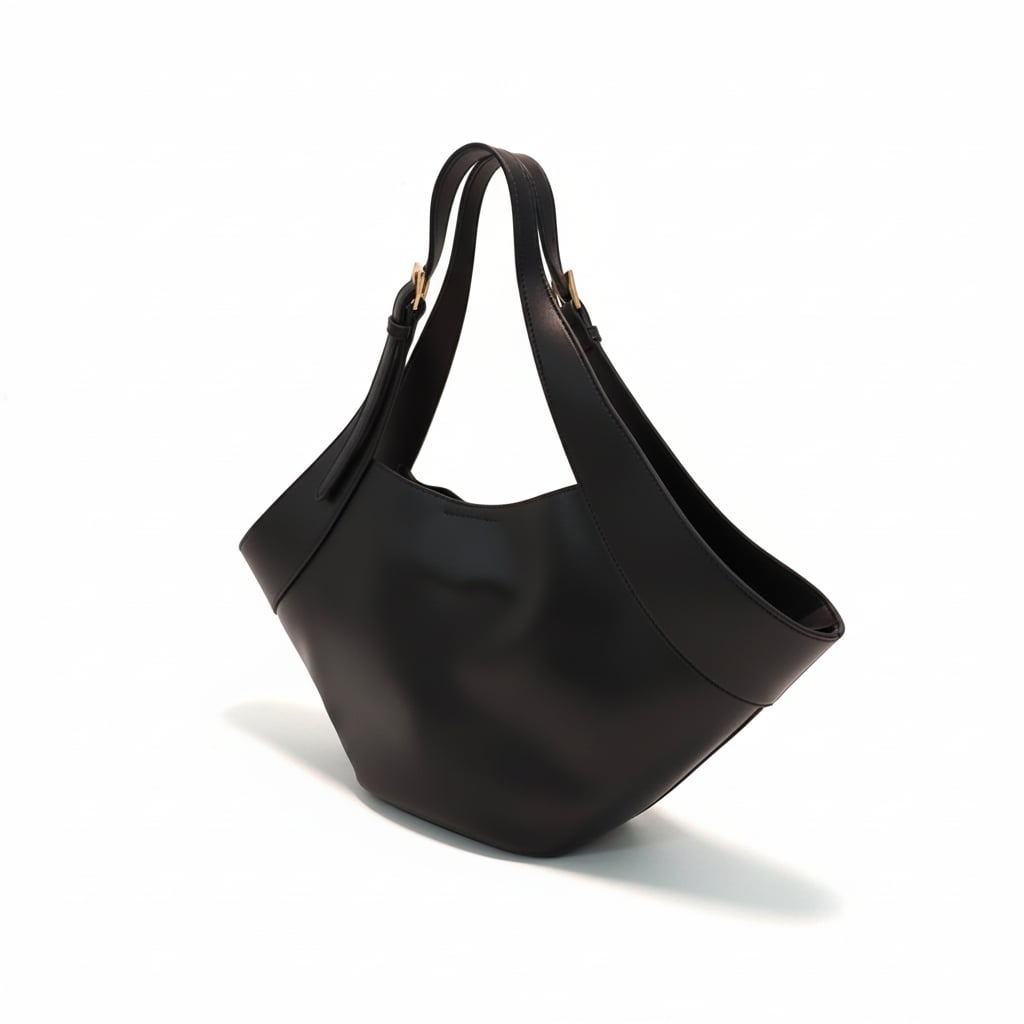 Borsa donna a spalla trapezio grande - Nero