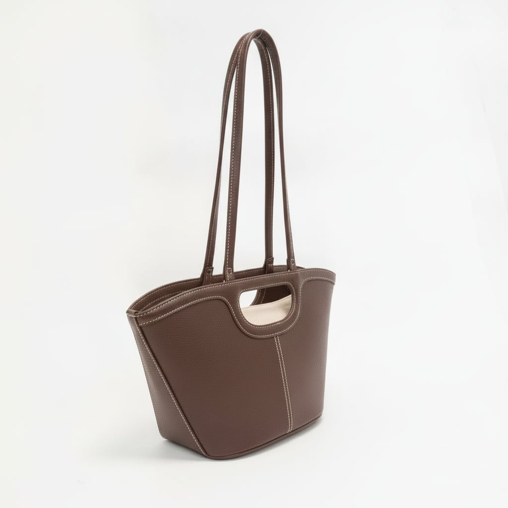 Shopper donna trapezio piccolo con tracolla - Moro
