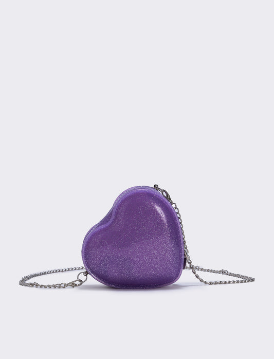 Borsa bambina cuore glitter brillante - Lilla