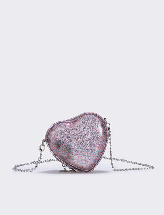 Borsa bambina cuore glitter brillante - Rosa