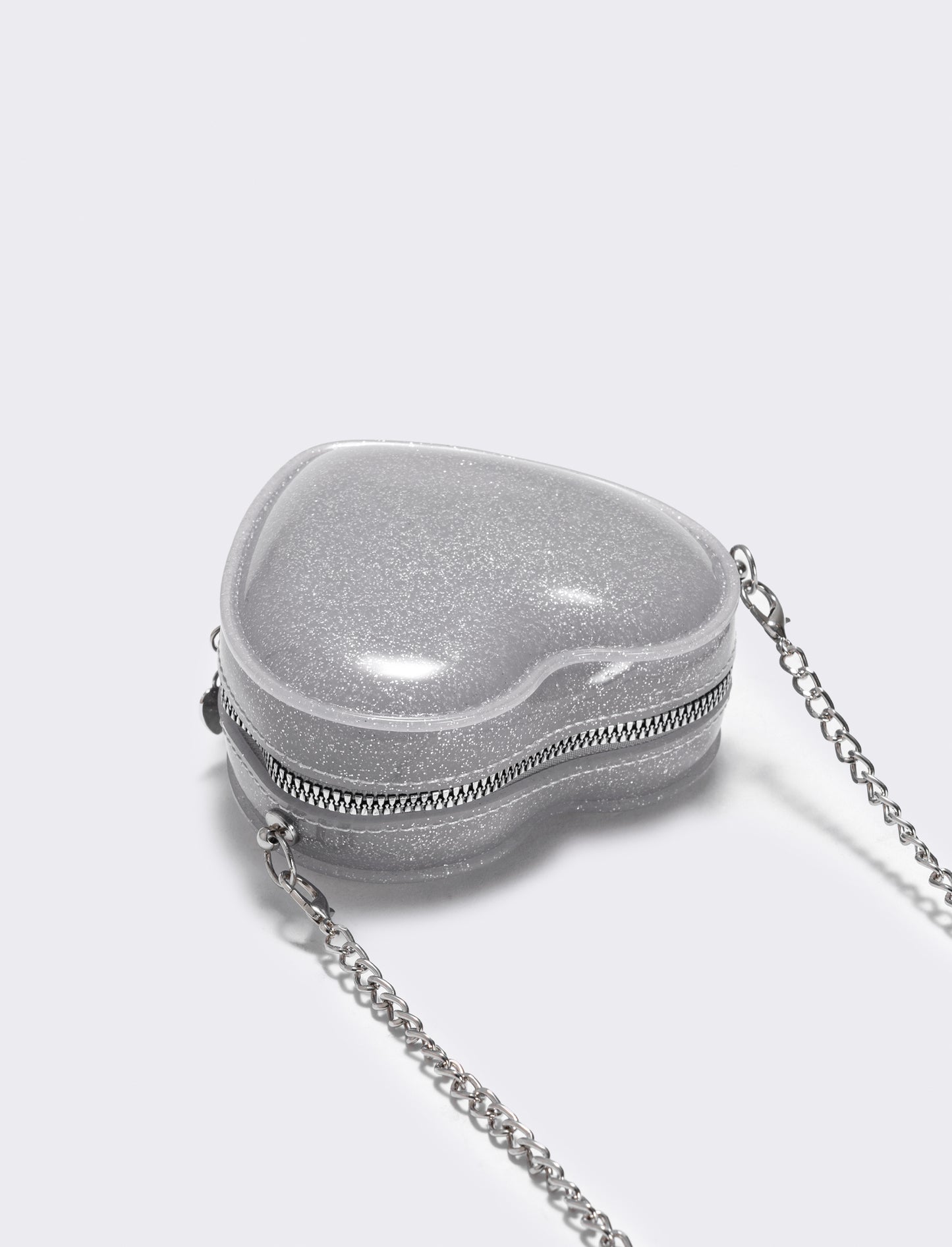 Borsa bambina cuore glitter brillante - Bianco
