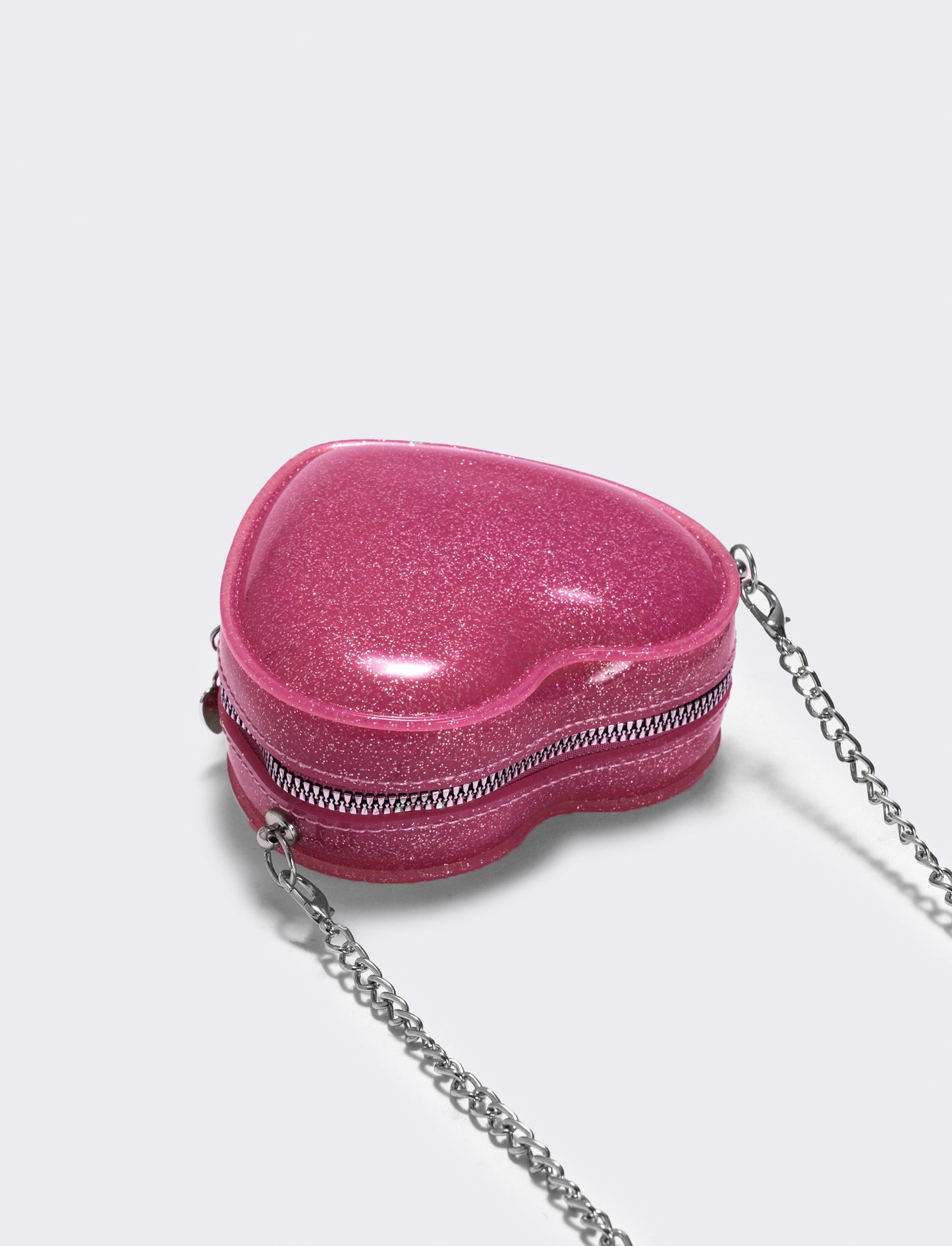 Borsa bambina cuore glitter brillante - Fuxia