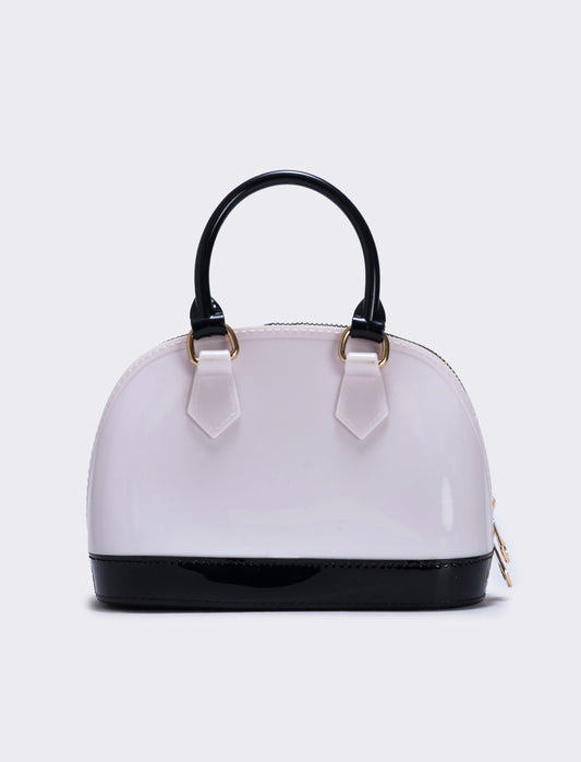 Borsa bauletto in gomma - bianco/nero