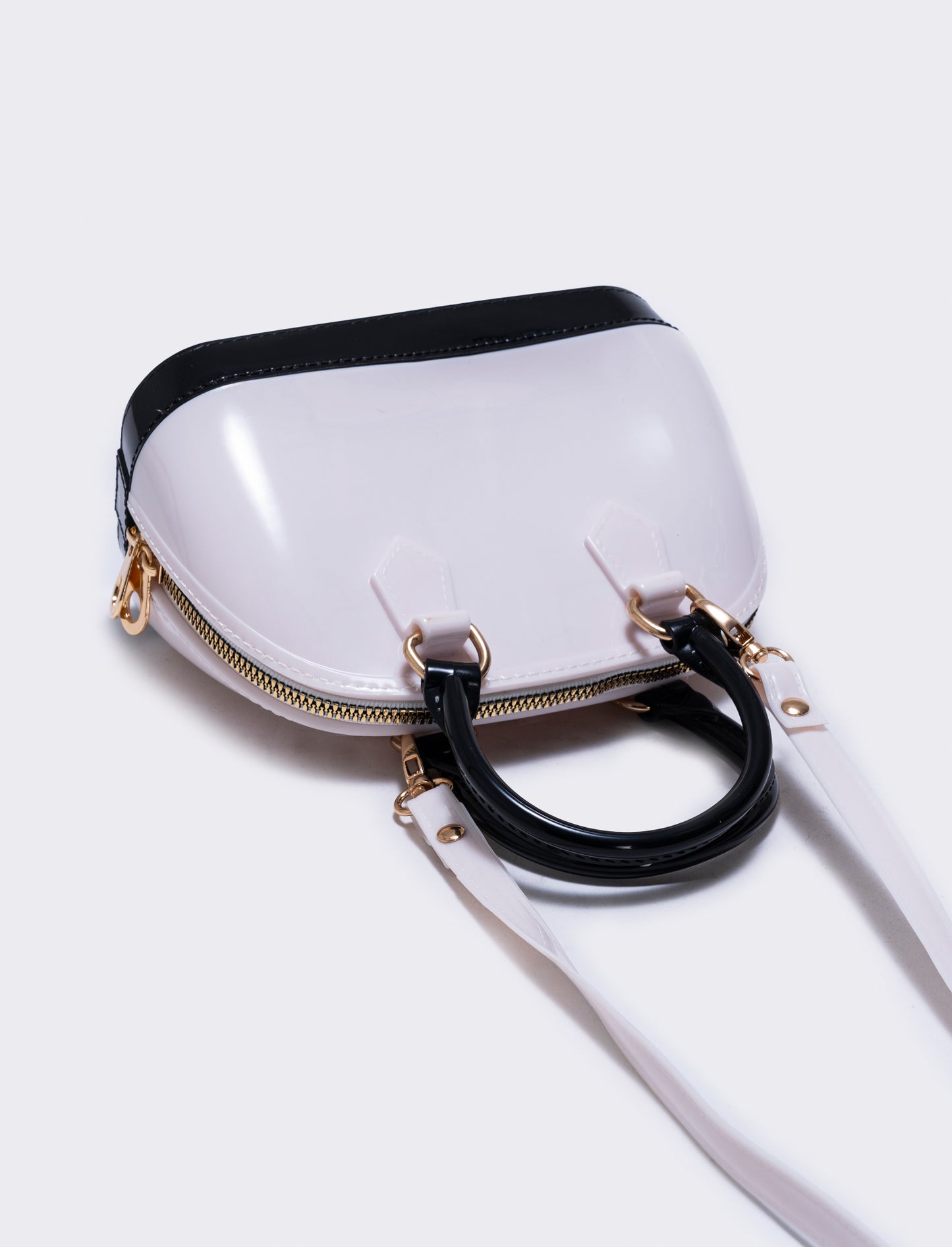 Borsa bauletto in gomma - bianco/nero