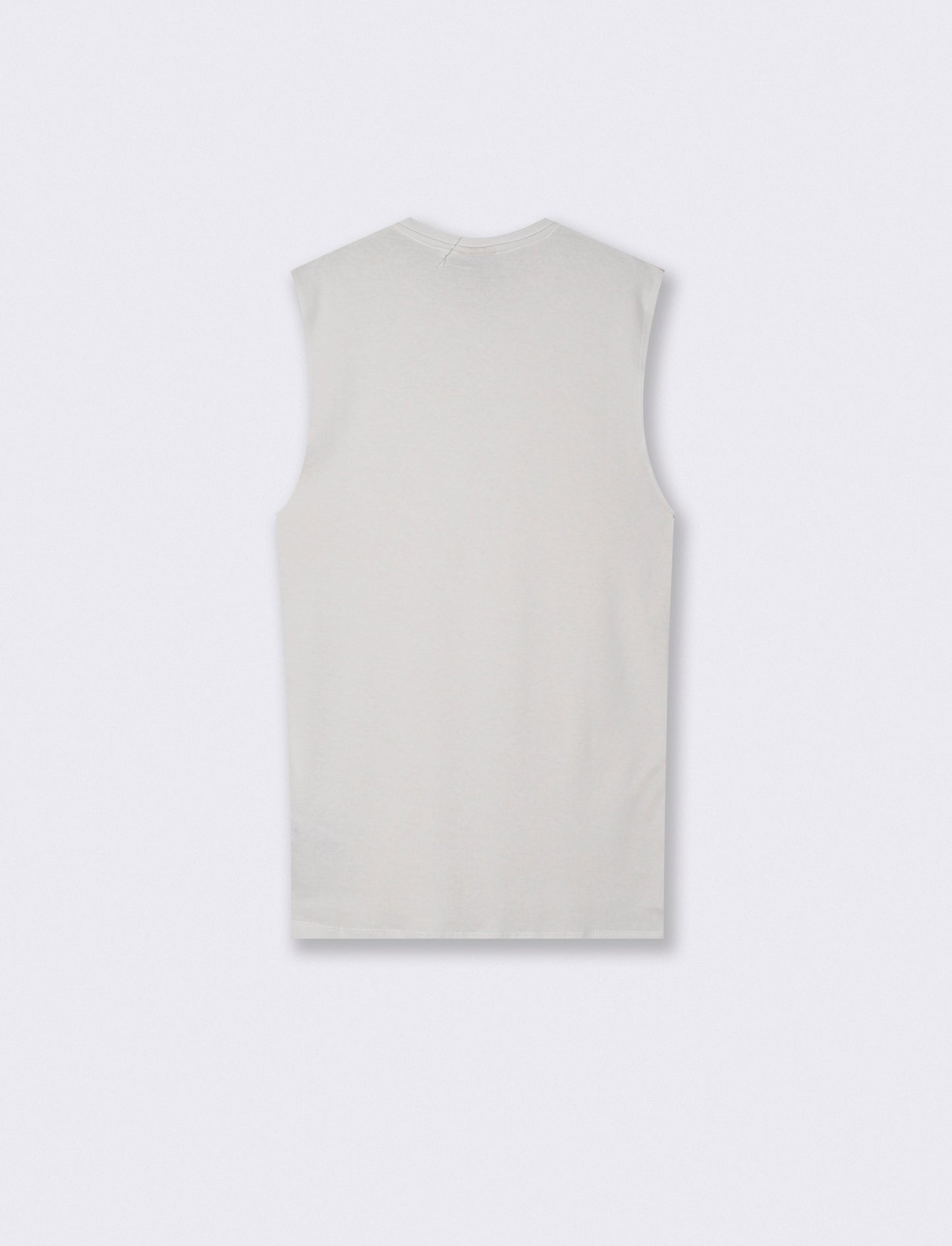 T-shirt slim fit senza maniche a coste - Bianco