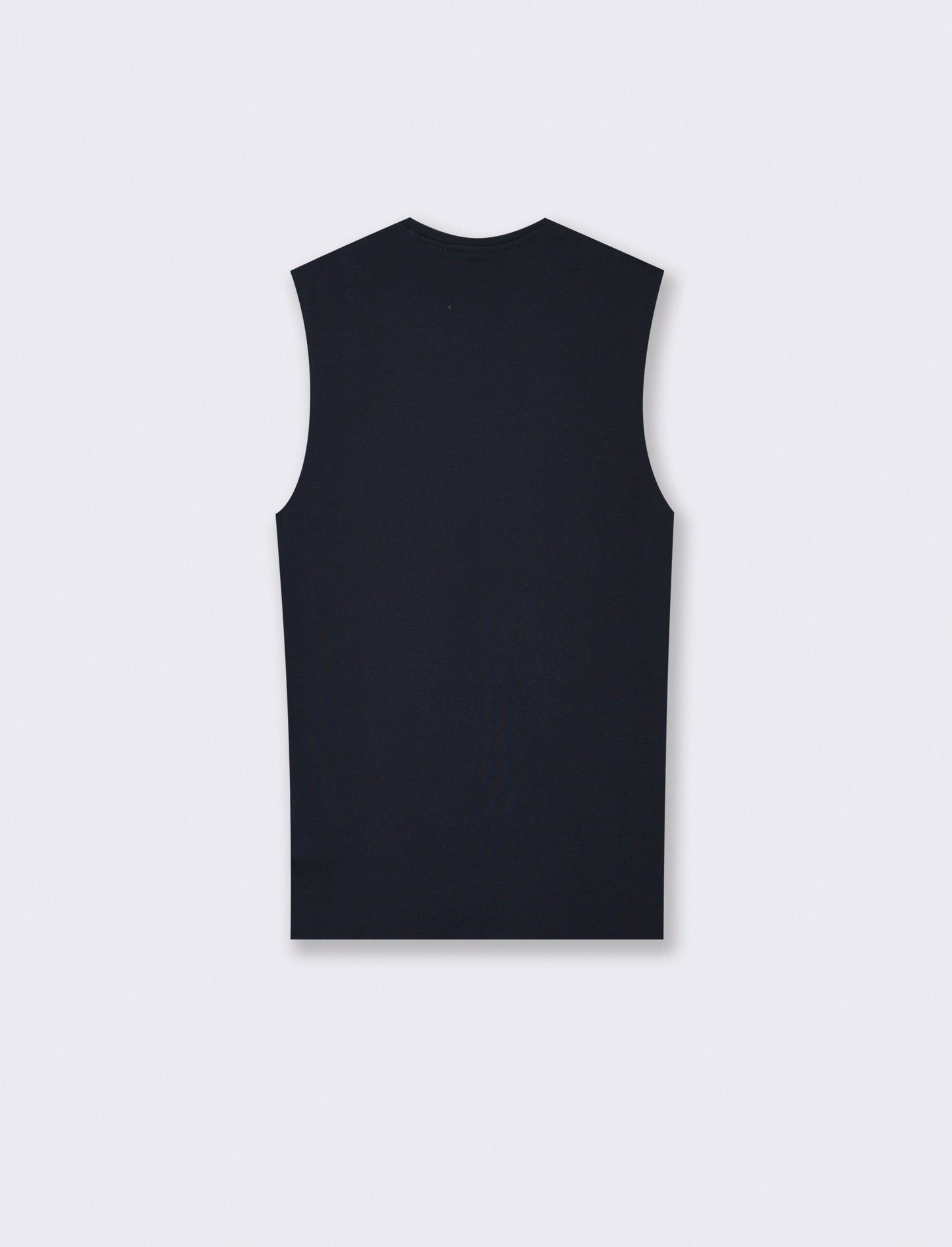 T-shirt slim fit senza maniche a coste - Blu