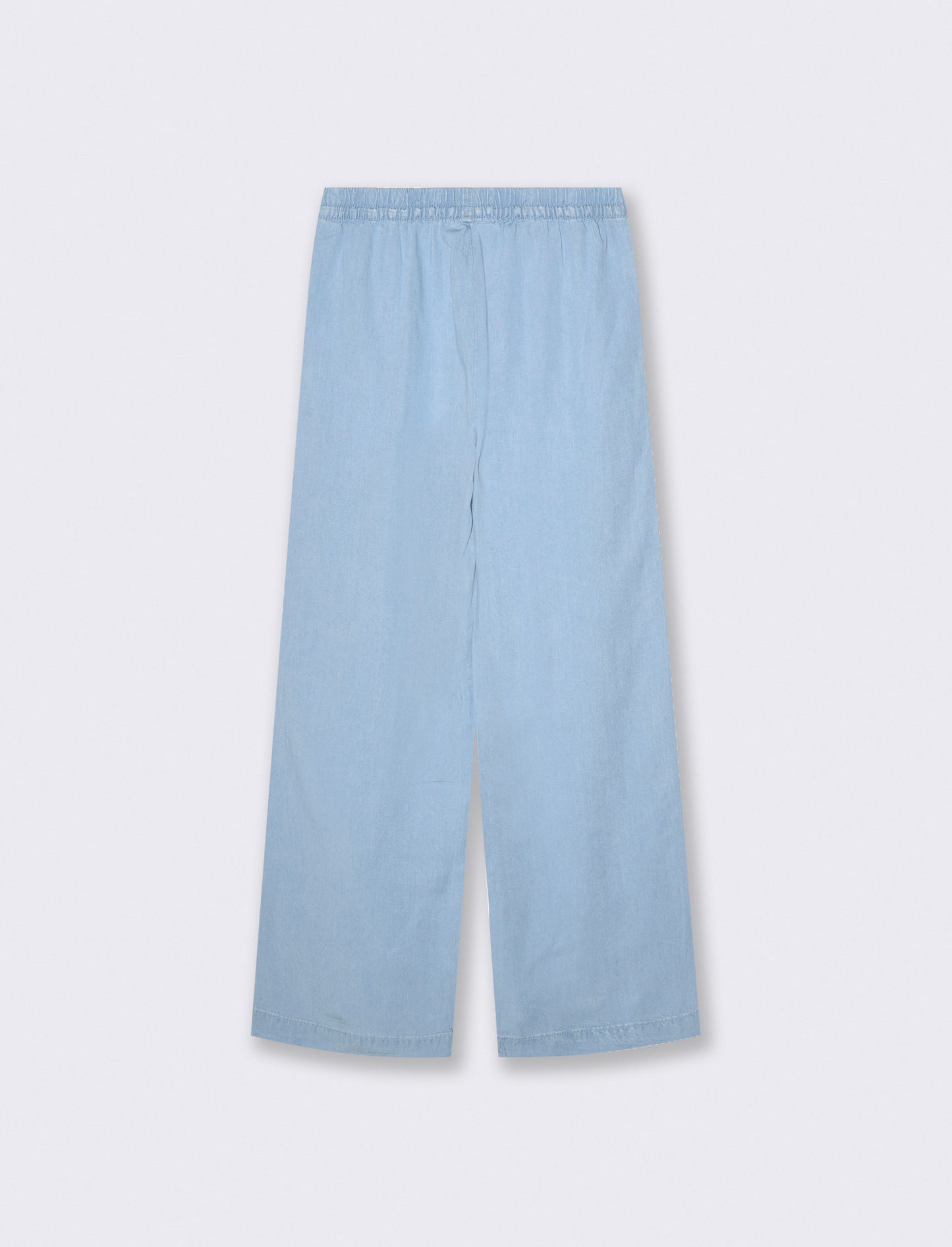 Denim Lyocell Pants with Gathered Waist - Blue