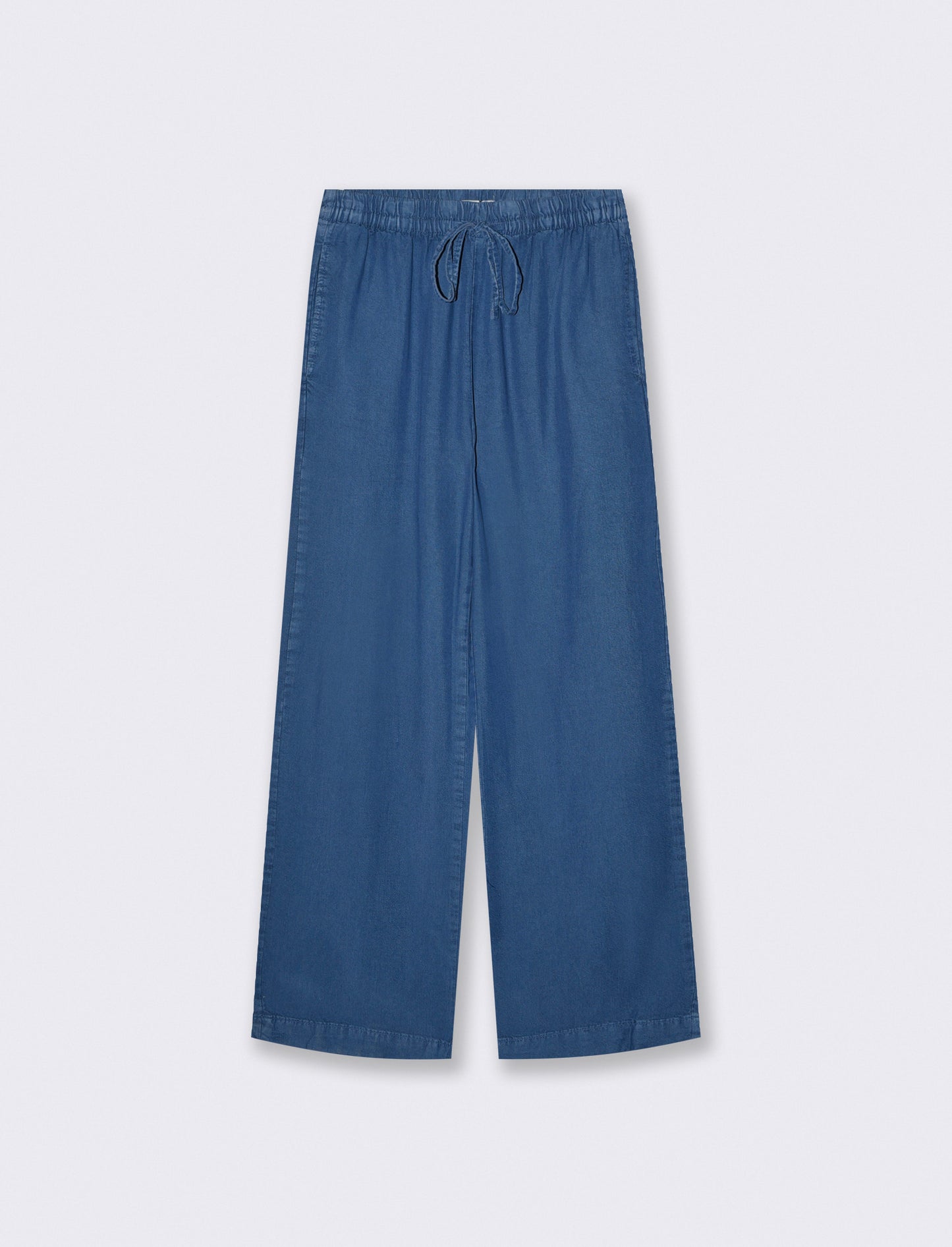 Pantaloni Denim Lyocell con Vita Arricciata - DENIM SCURO