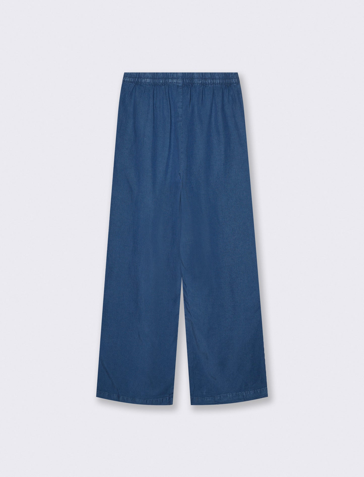 Pantaloni Denim Lyocell con Vita Arricciata - DENIM SCURO