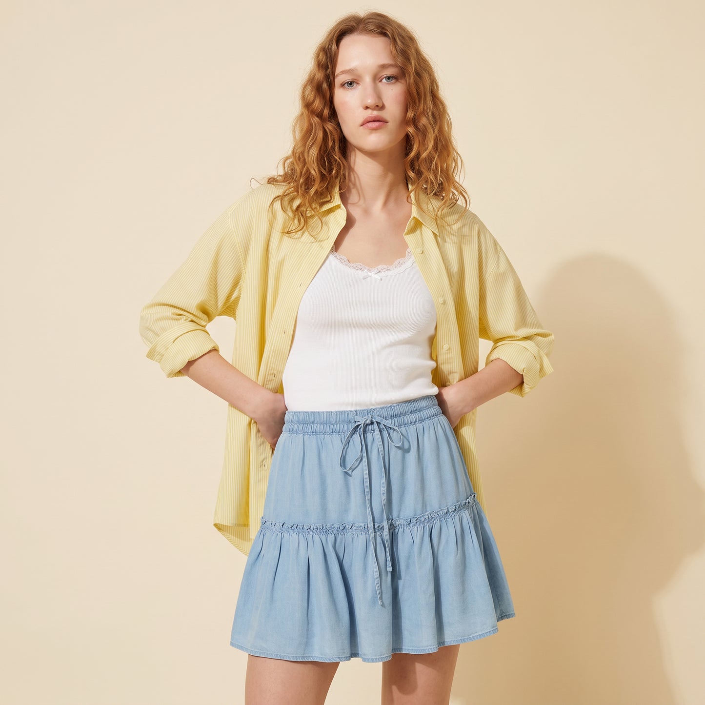 Gonna Pantalone in Lyocell con Elastico - Denim