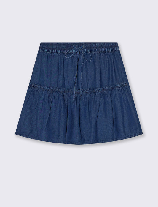 Gonna Pantalone in Lyocell con Elastico - DENIM SCURO