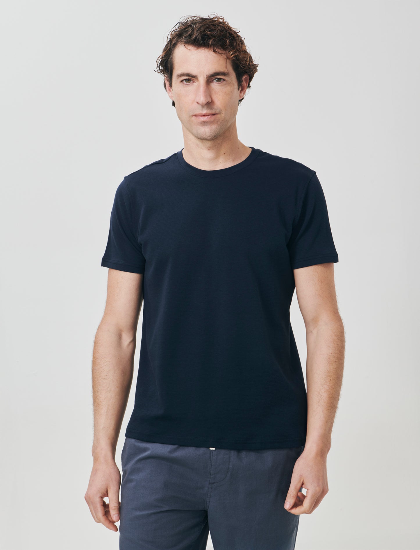 T-shirt cotone jacquard maniche corte - Blu