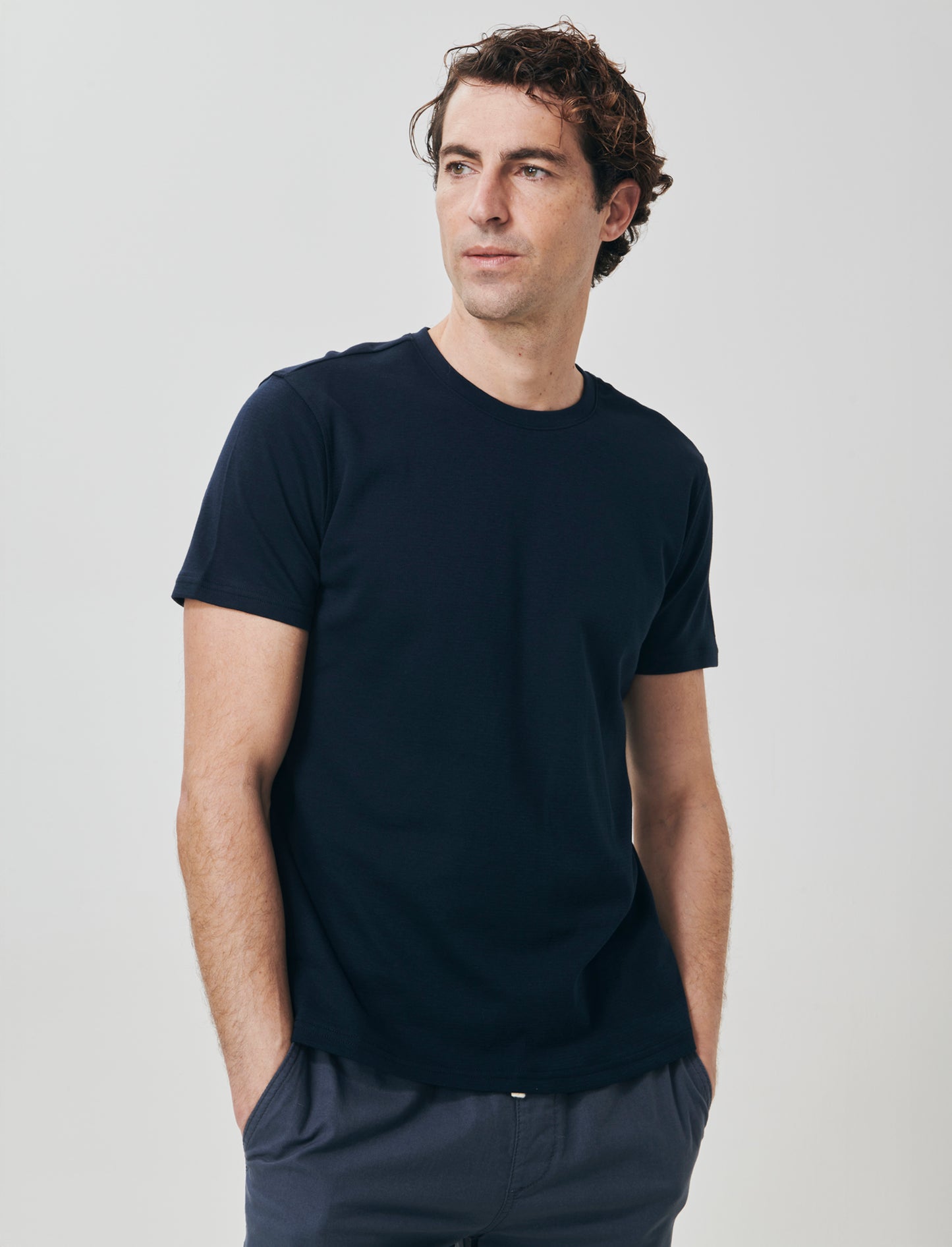 T-shirt cotone jacquard maniche corte - Blu