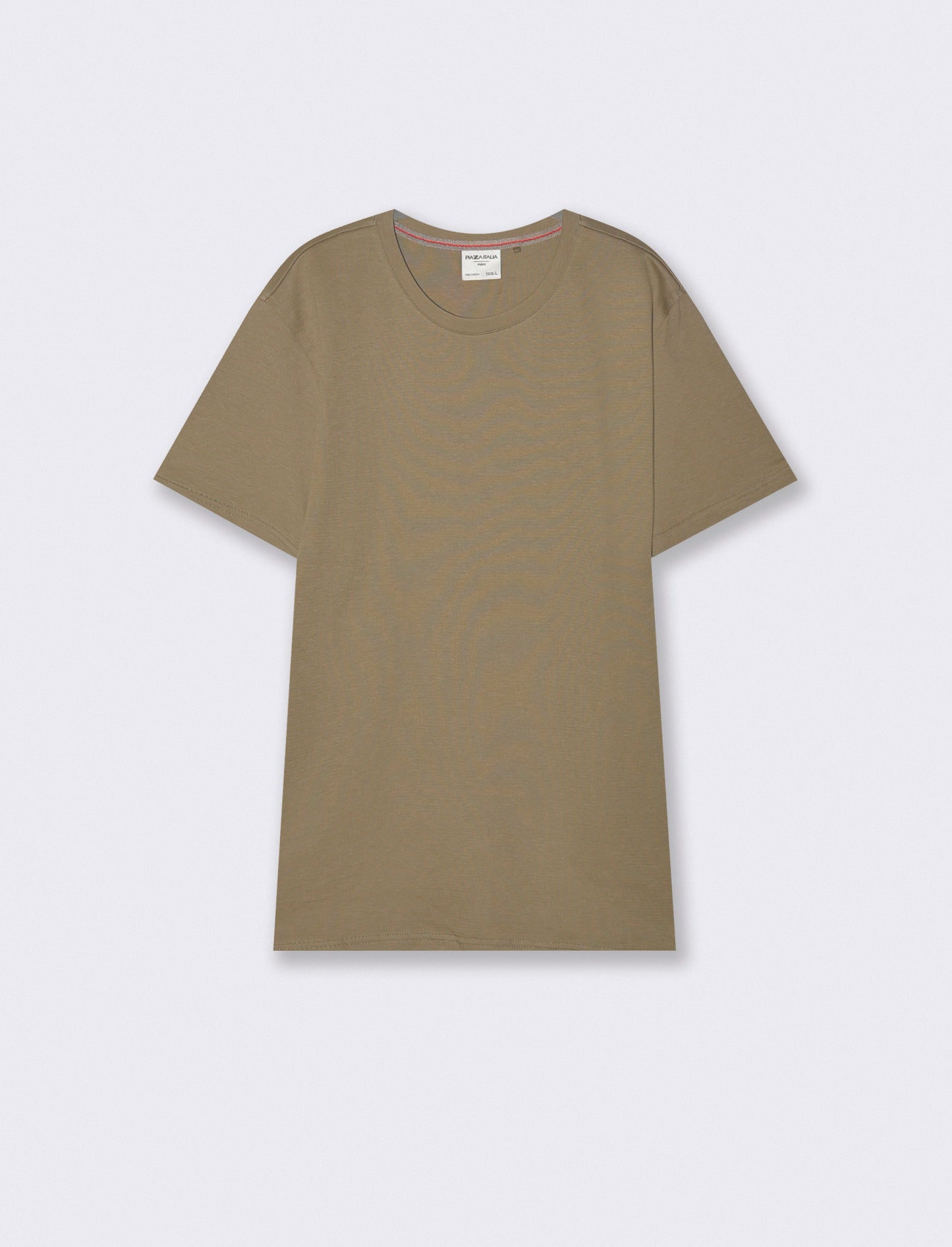 T-shirt cotone jacquard maniche corte - Verde kaki