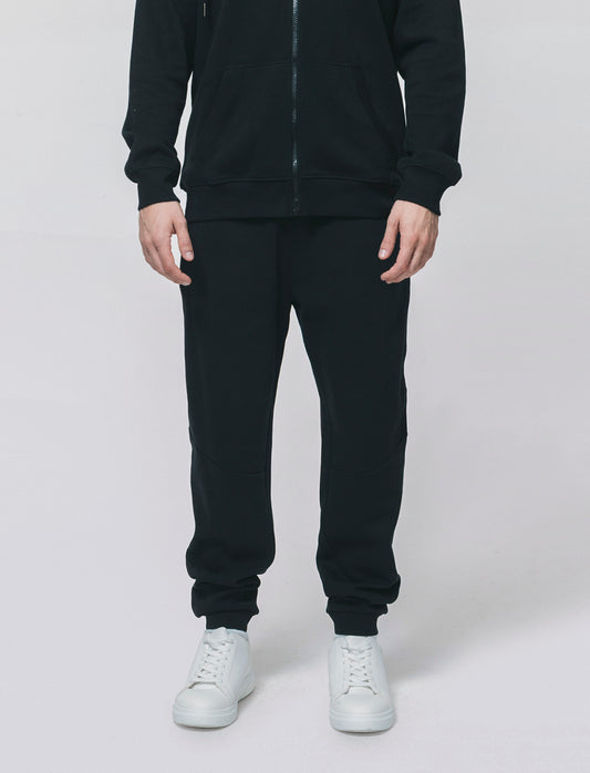 Pantaloni jogger in piquet doppiato - Nero