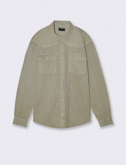 Colored denim shirt regular fit - Green