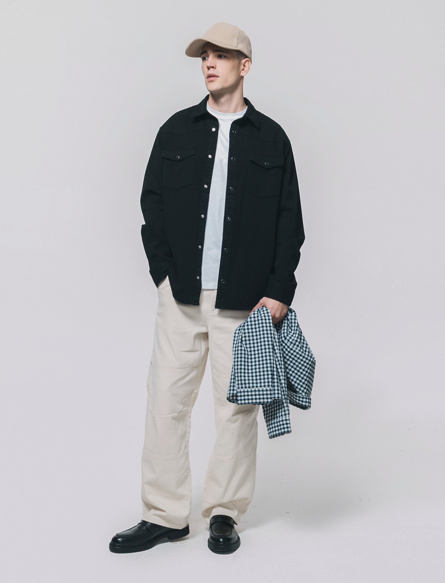 Camicia in denim colorato regular fit - Nero