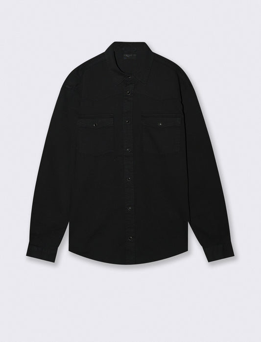 Colored denim shirt regular fit - Black