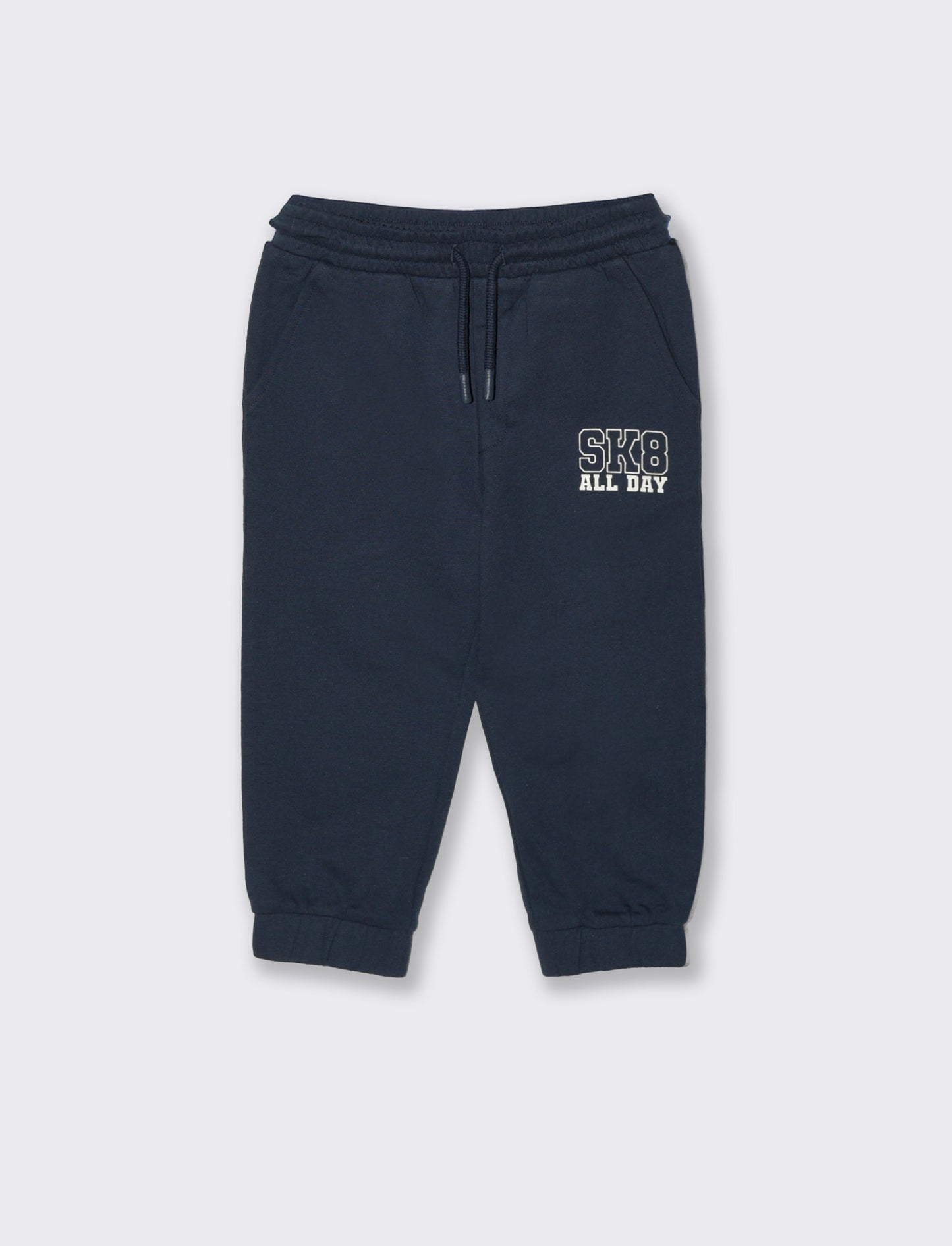 Jogger sportivi basici con stampa fronte - Blu