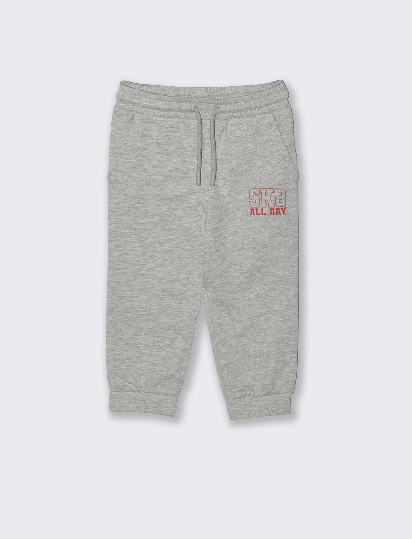 Jogger sportivi basici con stampa fronte - Grigio mel.
