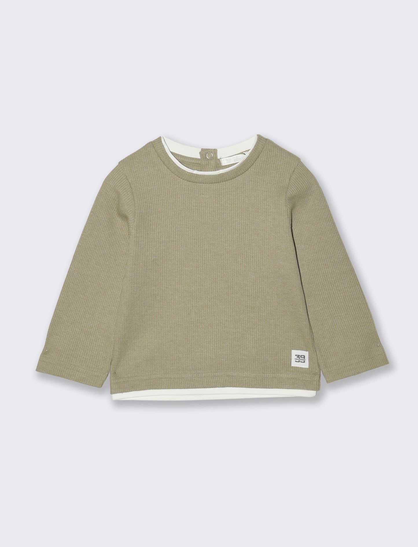 T shirt in tessuto waffle - Grigio mastice