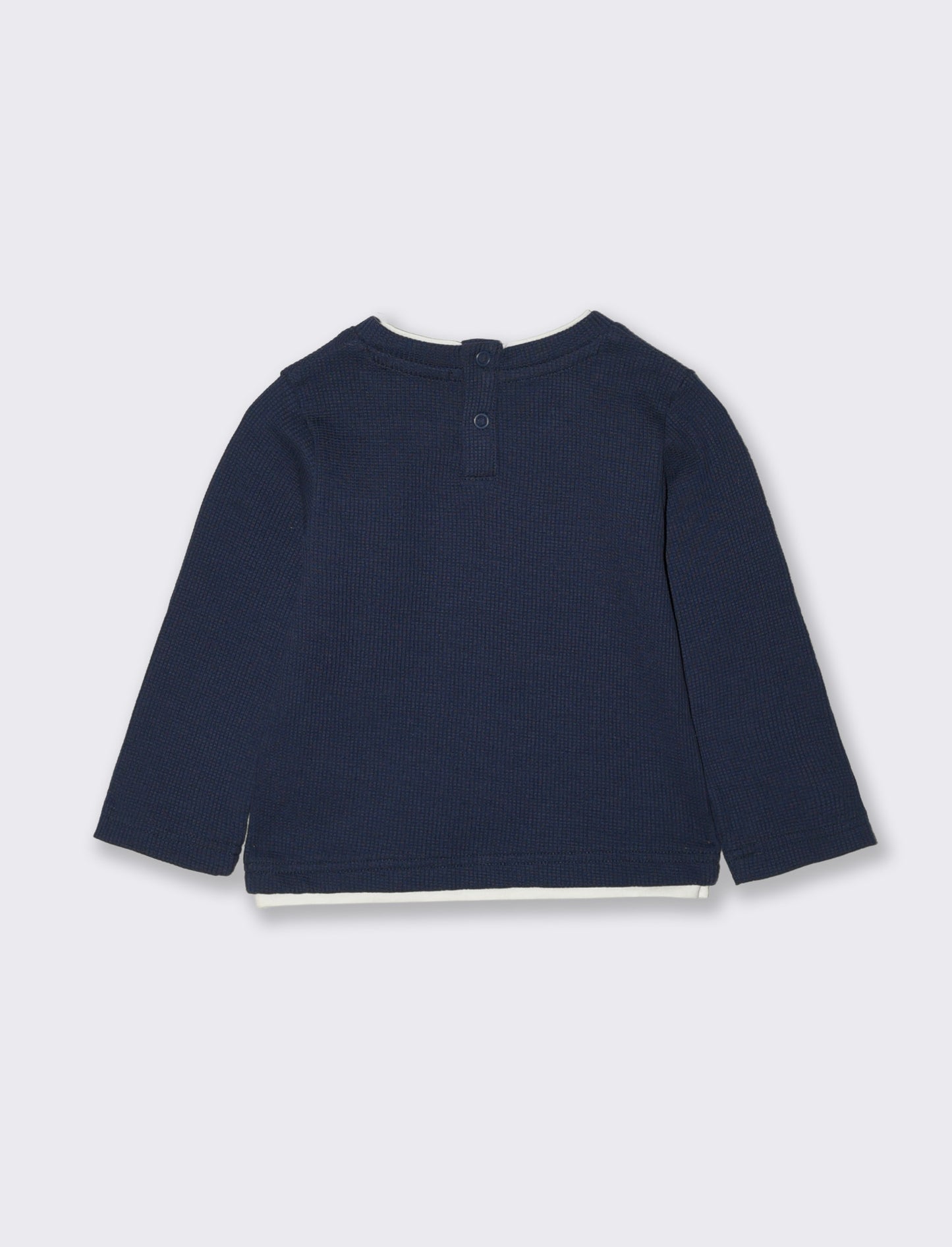 T-shirt manica lunga in tessuto waffle - Blu