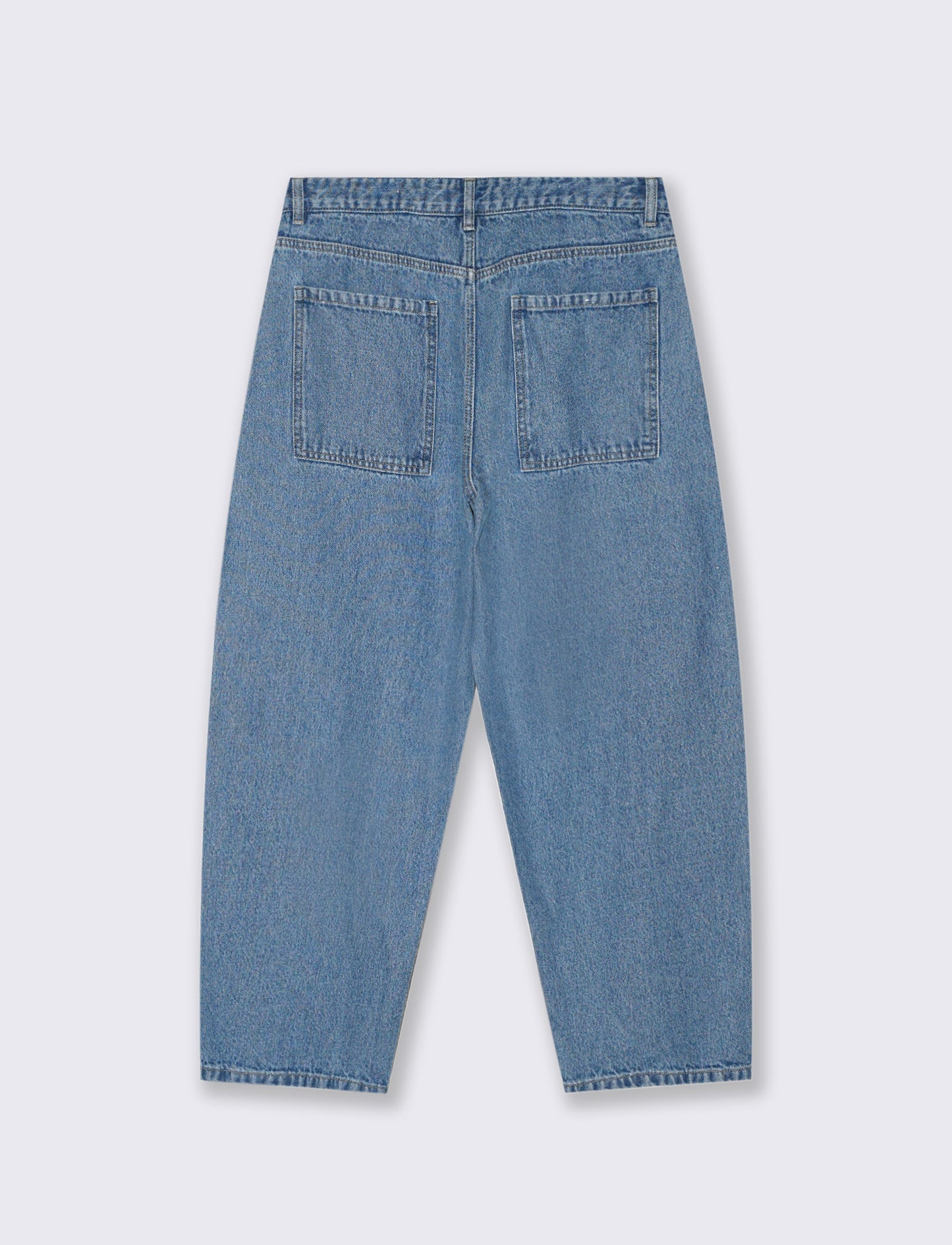 Tapered Wide Leg Jeans with Distressed Effect - Blue