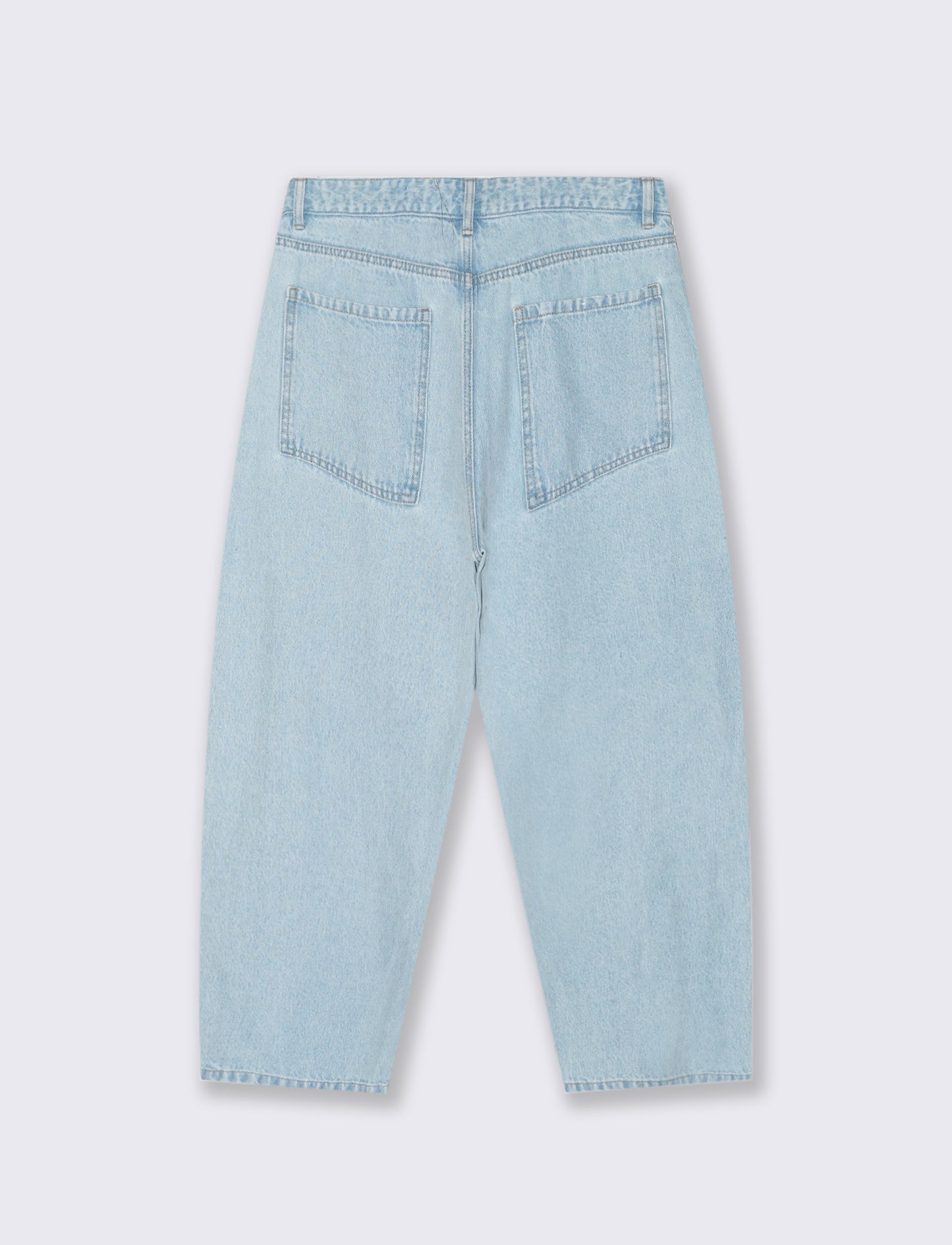 Jeans Tapered Wide Leg Effetto Slavato - Denim chiaro
