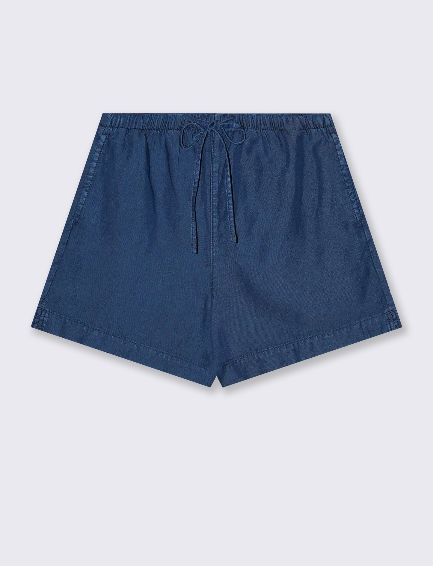 Shorts in lyocell with gathered waist - Blue