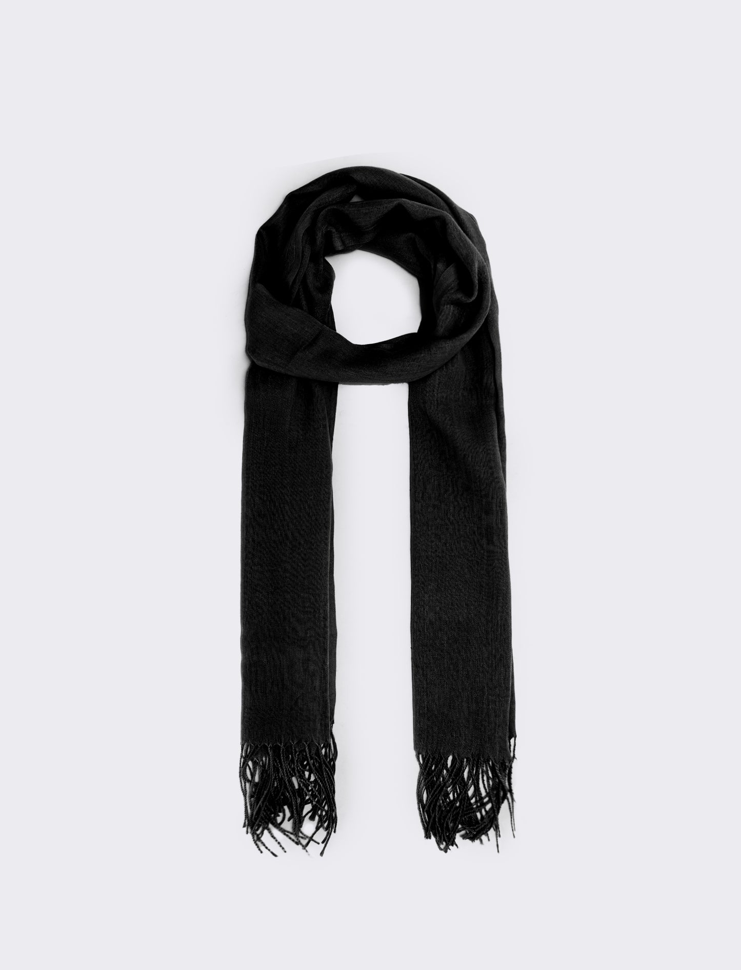 Foulard con frange unito elegante - Nero