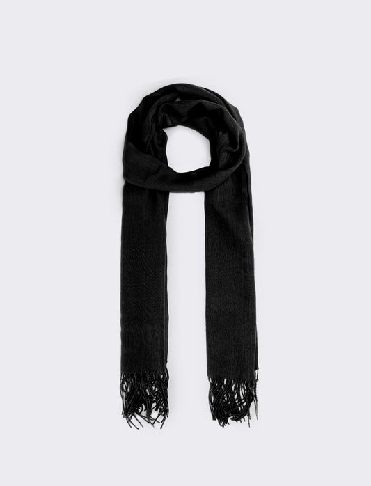 Foulard con frange unito elegante - Nero