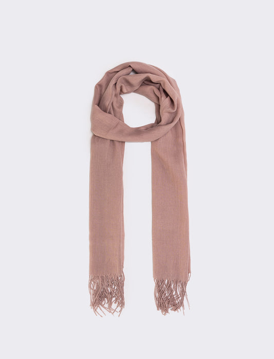 Foulard con frange unito elegante - Rosa