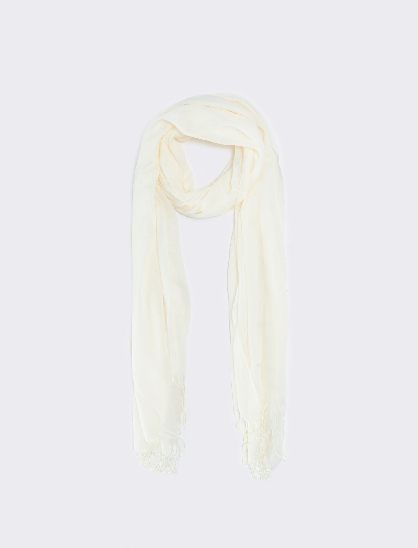 Foulard con frange unito elegante - Bianco