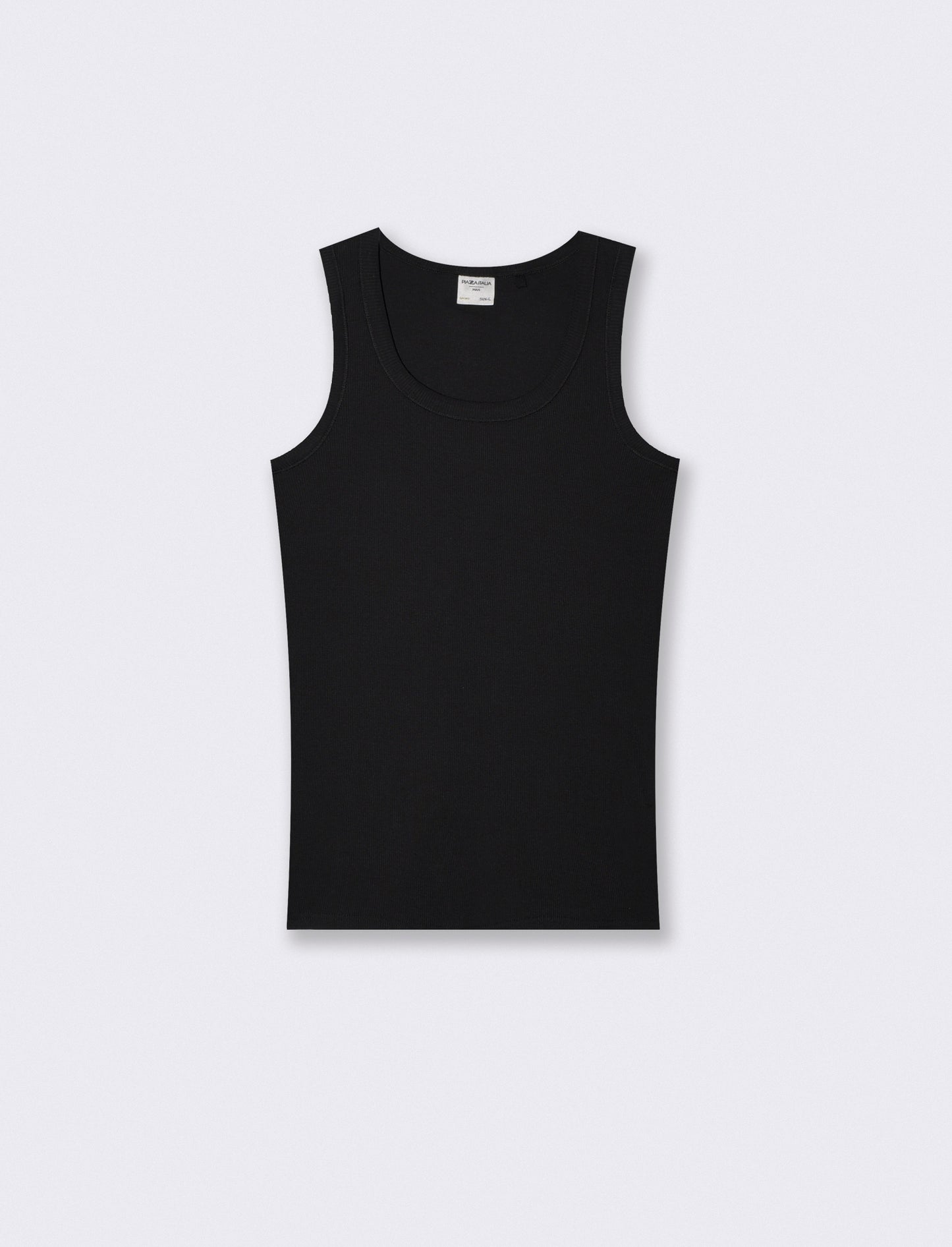 Canotta slim fit in cotone a coste - Nero