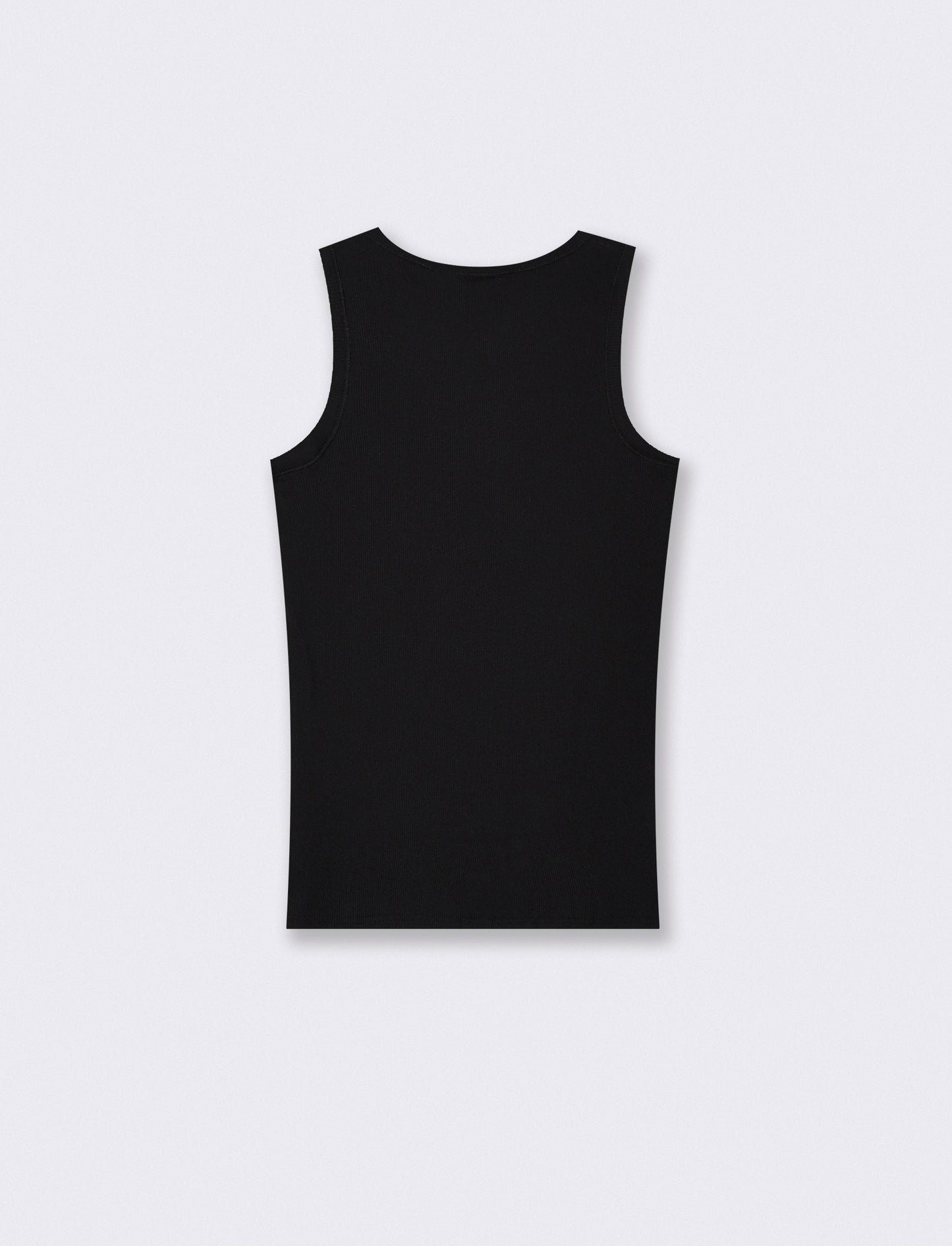 Canotta slim fit in cotone a coste - Nero
