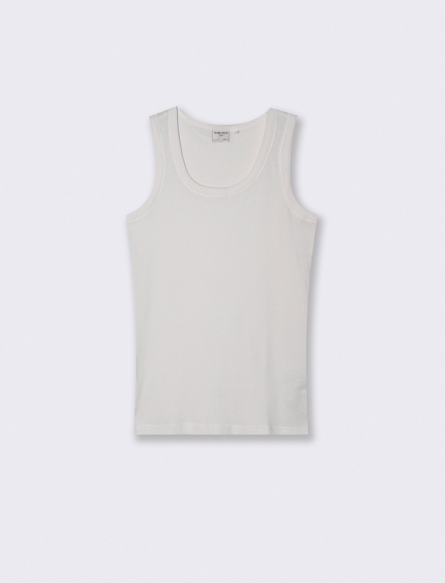 Slim fit ribbed cotton tank top - White