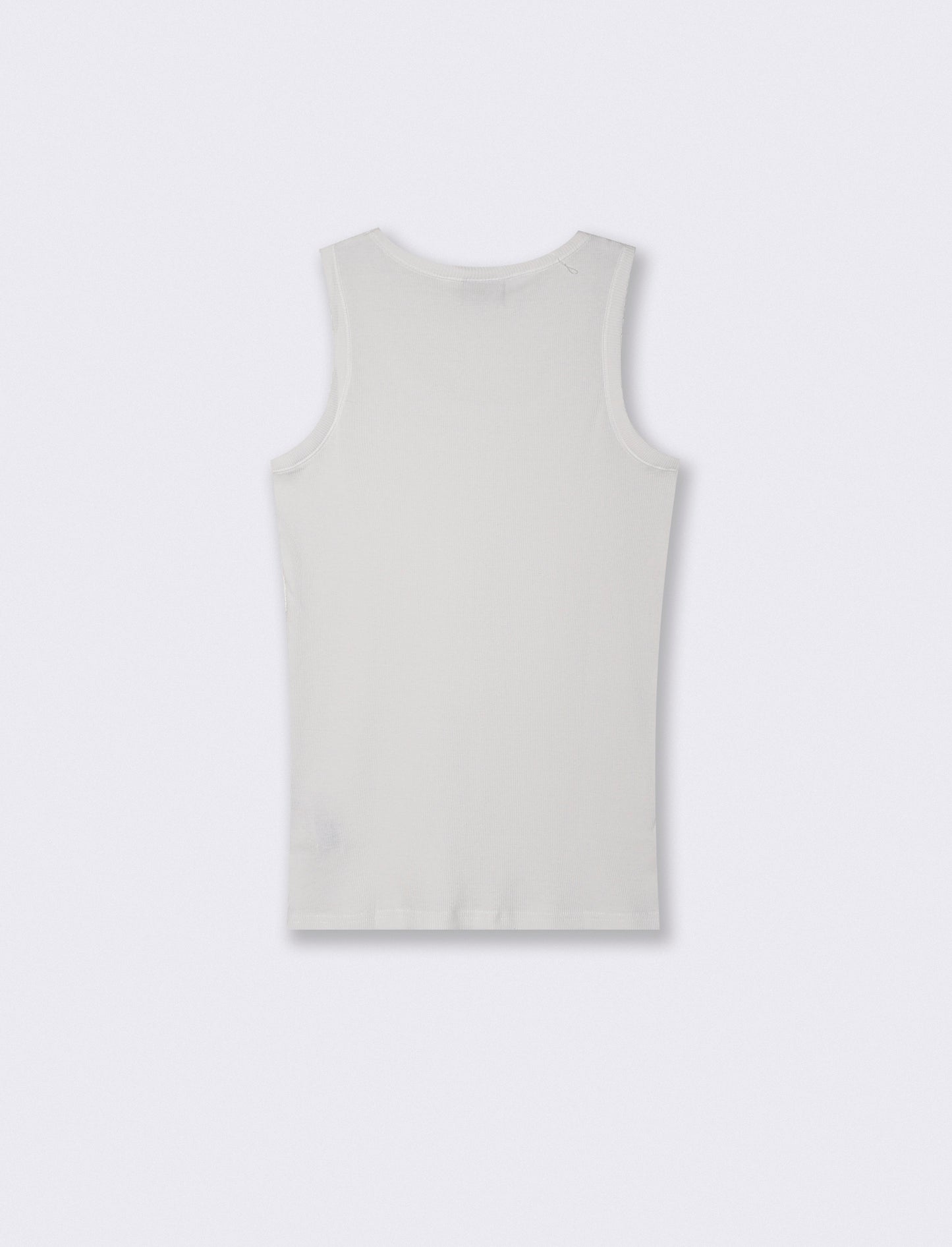 Slim fit ribbed cotton tank top - White