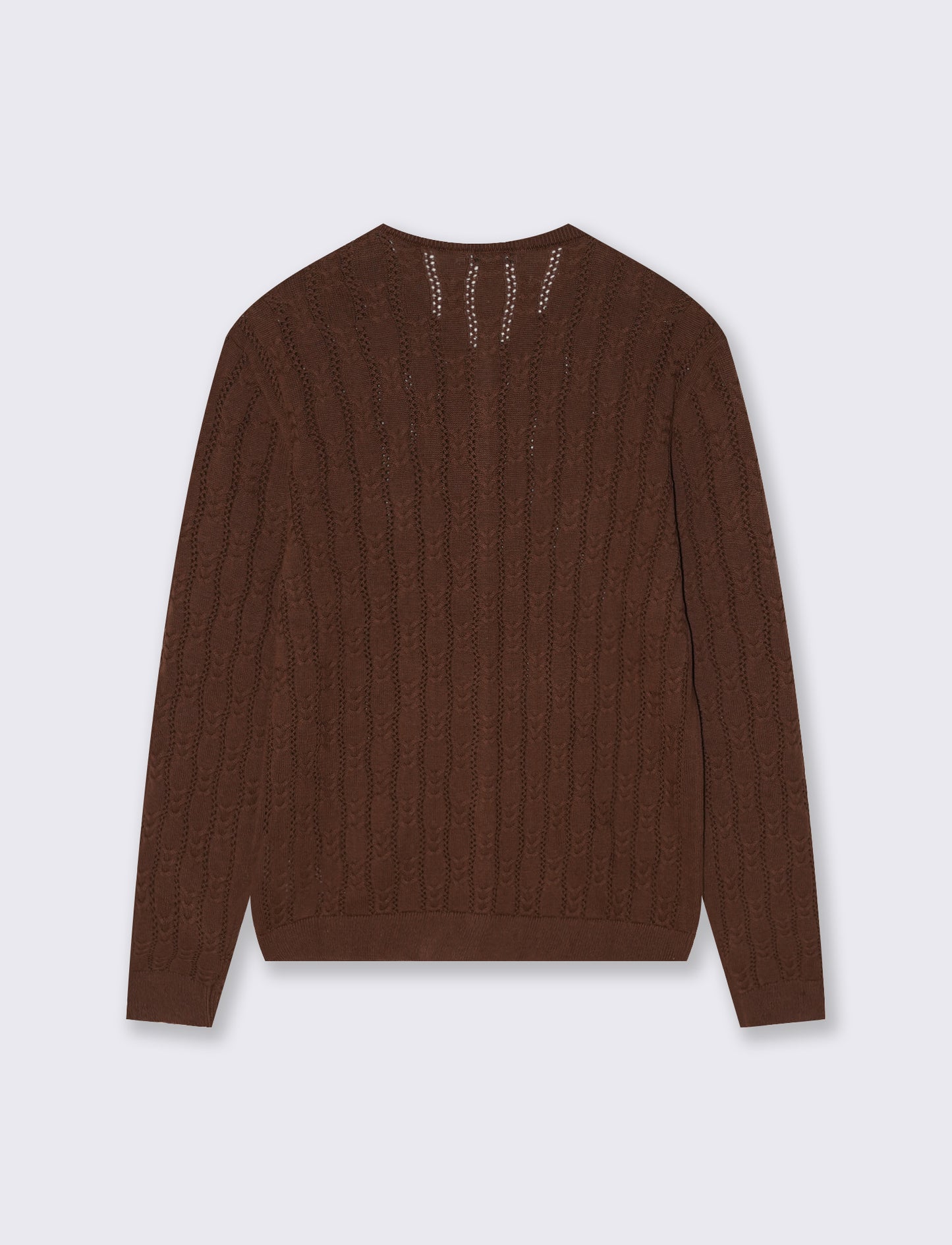 Cardigan Girocollo a Treccia - Marrone
