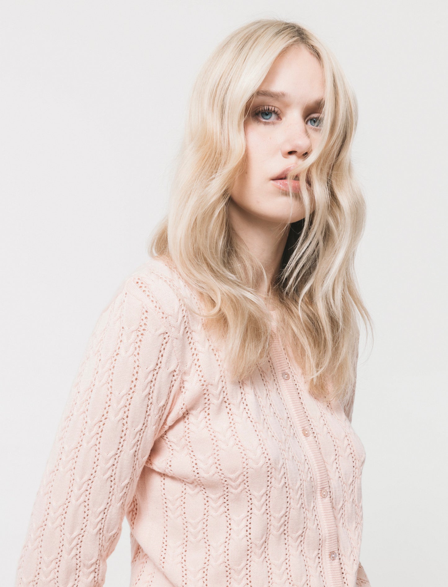 Cardigan Girocollo a Treccia - Pesca